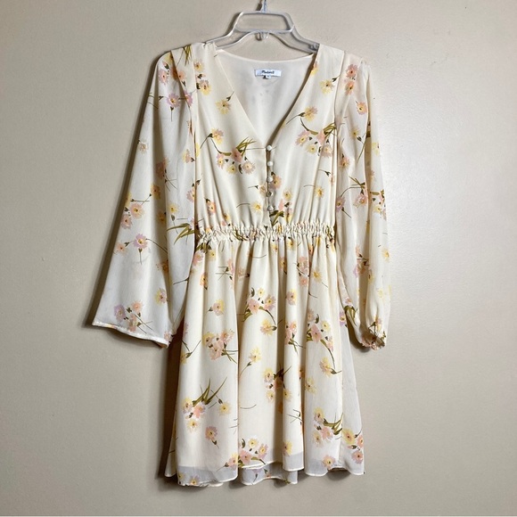 Madewell Cate Floral Print Mini Long Sleeve Dress in Carnation - Picture 4 of 14